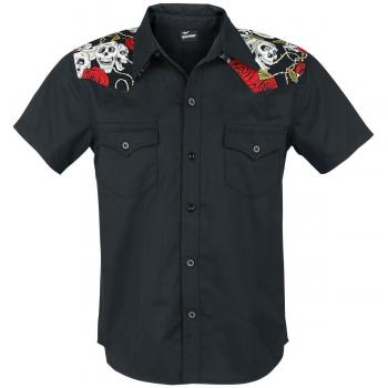 Banned Skull Rose Camisa Negro XL
