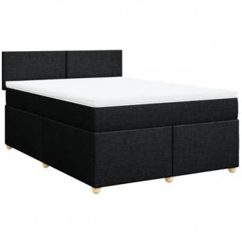 Cama box spring con colchón de muelles en tela negra 140x190 cm