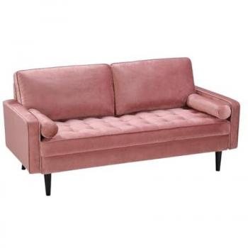 Sofá de 3 plazas de terciopelo FLEUET - Rosa vintage