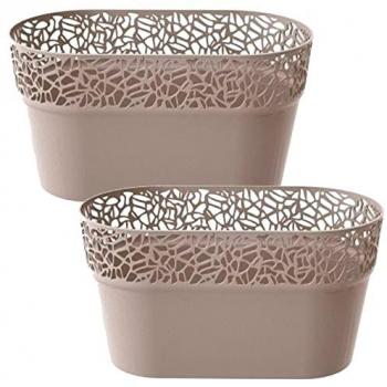 Maceta Rectangular de Plástico WELLHOME Tree Color Mocca 27,5x14,5x14,8 cm (Paquete de 2)