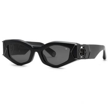 Philipp Plein Women's Square Sunglasses, Shiny Black Smoke, CAT3, 52MM