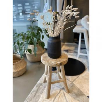Taburete de madera de teca 42 cm, color marrón, diámetro de la base 30 cm, diseño rústico