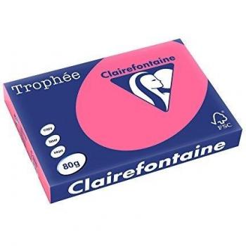 Resma de Papel Clairefontaine Trophée A3, 80 g/m², 500 Hojas, Rosa Fucsia
