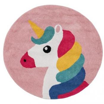 Alfombra Infantil Algodón 100 cm Unicornio Rosa