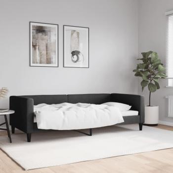 Cama de día negra 90x200 cm Tela
