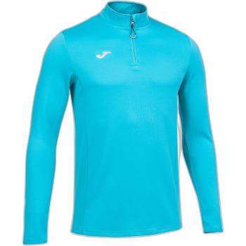 Joma Men's Running Night Half Zip Sweatshirt - Fluorescent Turquoise, Sky Blue - XL