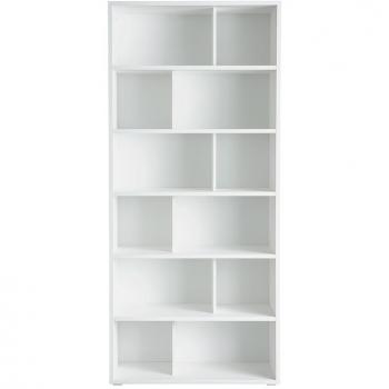 Biblioteca moderna en madera blanca EPURE de Miliboo, diseño contemporáneo, estructura de madera, acabado blanco mate, estantes ajustables, ideal para almacenamiento y decoración
