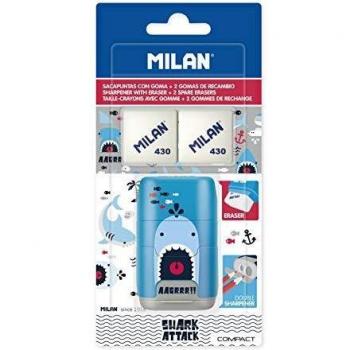 MILAN Blíster afilaborra COMPACT Shark attack + 2 gomas de recambio