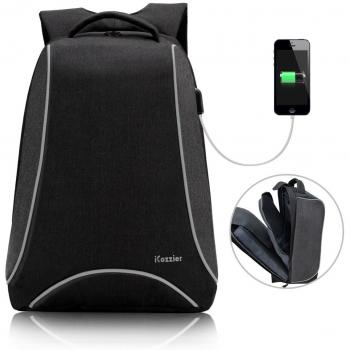 iCozzier Unisex mochila para laptop de 15 pulgadas, Multipurpose / multi - espacio   ligero banda reflectante Travel school bags, 15,6 Laptop Backpack, casual mochila, negocio, viajar al aire libre Mochila - Gris Oscuro