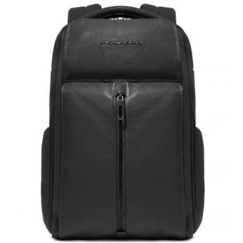Piquadro Hedley RFID Leather Laptop Backpack for Men, 41 cm, Black