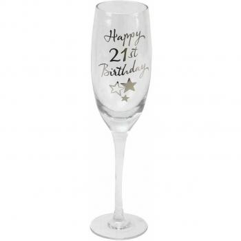 21st Birthday Stars Champagne Flute Glass Gift