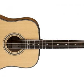 Luna Art Recorder All Solid Wood Dreadnought 6-String Guitar, Satin Natural