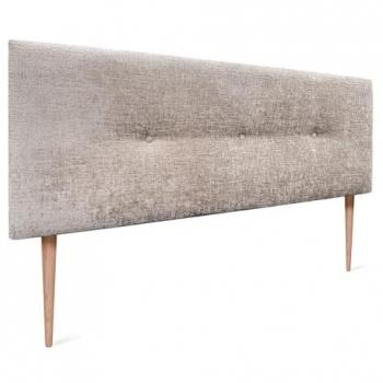 Cabecero Tapizado de Lana Natural Beige con Botones y Patas 150x105cm - Estilo Winter Luxury