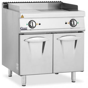 Plancha eléctrica doble 10,8 kW lisa y estriada con mueble bajo - Royal Catering
