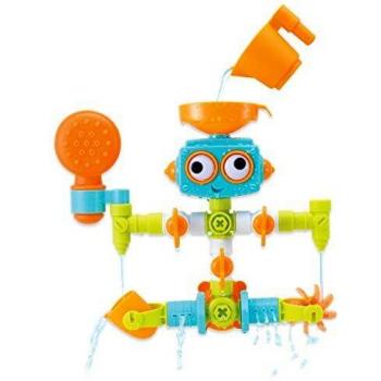 Infantino 217025 Sensory Plug & Play Plumber Set Set-16 Piece Bath Robot Toy Exploration and Learning Cause and Effect, Multicolour