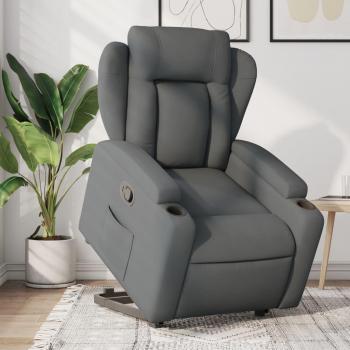 Sillón reclinable elevable de tela en gris claro, gris oscuro y negro - Sillón cómodo para dormitorio y sala de estar, ideal para relajarse