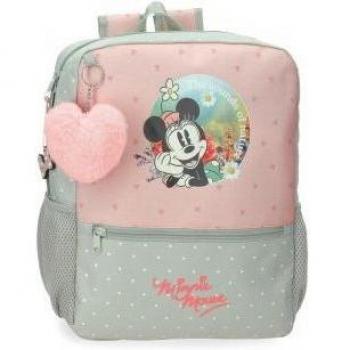 Mochila Minnie Mouse Wild nature 32 cm con bolsillo frontal y diseño de la naturaleza.