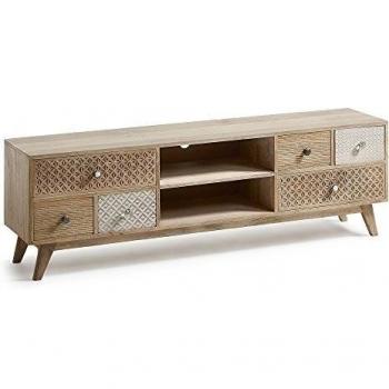 Kave Home - Mueble de TV Hoob 160 x 51 cm con 6 cajones de Madera Maciza de Mango