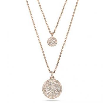 Swarovski Meteora Layered Pendant Necklace, White, Rose Gold-tone Plated