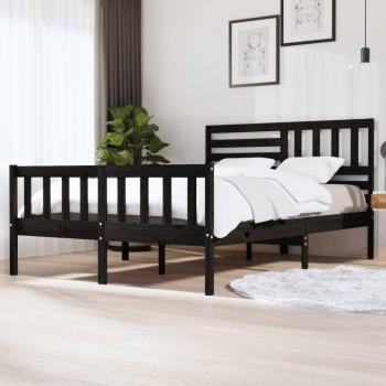 Estructura de cama cuadrada negra 150x200 cm en madera maciza