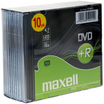 Maxell DVD+R 16x 4.7GB SlimCase 10-Pack