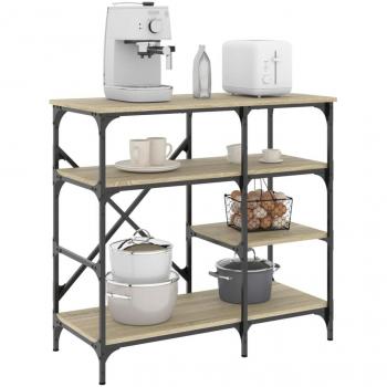 Mueble de cocina Sonoma roble 90x40x84 cm multicapa y metal