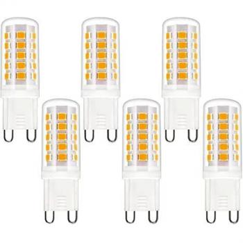 Bombilla G9 LED 4W Luz Cálida 2700K, 400LM, 33 LEDs, CA 230V, Equivalente G9 40W Halógena , No Regulable, Bombillas LED Casquillo G9 Calida para Luz Aplique de Espejo, pack de 6