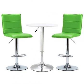 vidaXL Set Mesa Alta y Taburetes de Bar 3 Piezas Cuero Sintético Hogar Jardín Cocina Bricolaje Decoración Diseño Estilo Mobiliario Muebles Blanco