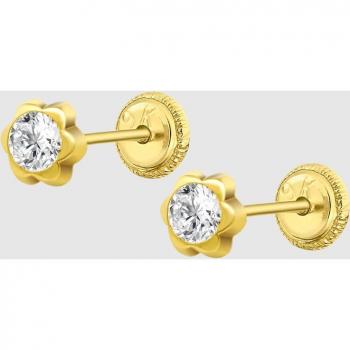 Pendientes de niña HIN00267/4 Basics de oro 9K con motivo flor.