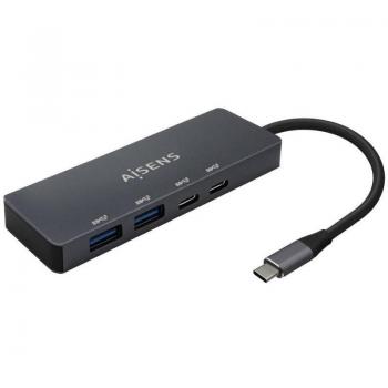 Aisens A109-0744 Hub USB-C - 2x USB-A - 2x USB-C - Gris