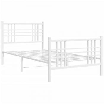 vidaXL Metal Bed Frame without Mattress with Footboard White 100x200cm
