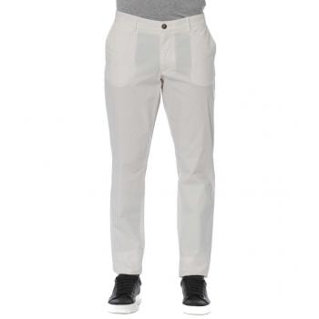 Trussardi Jeans White Cotton Chinos for Men - Size 2XL with Zipper and Pockets