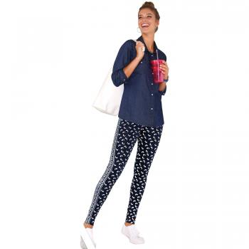 VENCA Pitillo Legging sin Costuras Estampado Mujer by Vencastyle - 024370,Azul Marino Estampado,S