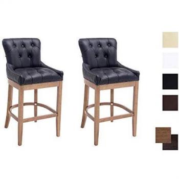 Set de 2 Taburetes Lakewood en Cuero Original Negro Antiguo Claro