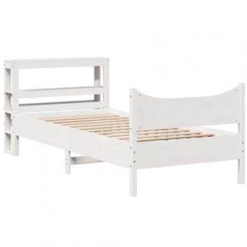 Estructura de Cama con Cabecero Blanco 75x190 cm Madera Maciza de Pino