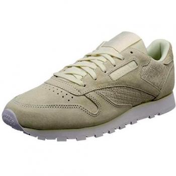 Reebok CL LTHR Woven EMB, Zapatillas de Deporte Mujer, Beige