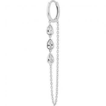 Pendiente piercing aro Zubi elaborado en plata de ley 925 y baño de rodio con circonitas
