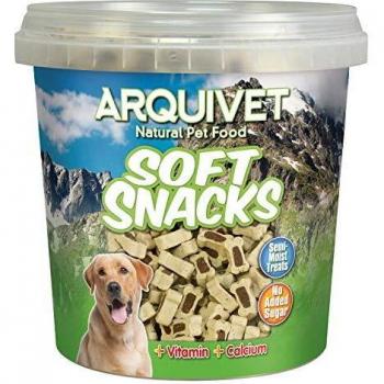 Arquivet Soft Snacks Naturales para Perro en Forma de huesitos - Mix de sabores Cordero y arroz - Chuches para Perro - Golosinas para Perro - Premios y recompensas para Perro - 800 g