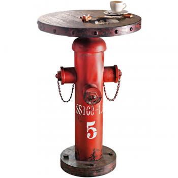 Schneider Home Mesa Auxiliar Fireplug Hydrant, Estilo Industrial, Metal/Madera, de Aprox. 79 cm de Altura