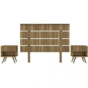 Cabecero de Cama + 2 Mesitas en Madera Roble Modelo Tomaro - Cabezal y 2 mesitas Acabado en Madera - Incluye herrajes para Colgar (Roble)