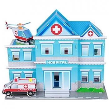 Fiesta Crafts-T-3048 Hospital de Artesanía de Construcción 3D, Multicolor