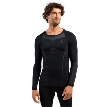 Odlo Camiseta de Manga Larga para Hombre Performance Evolution, Negro - Gris Grafito, M