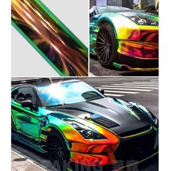 Vinilo adhesivo holográfica de arcoíris neo cromado para coche, película sin burbujas 138 cm x 50 cm
