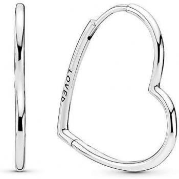 Pandora Asymmetrical Love Hearts Sterling Silver Hoop Earrings 297822