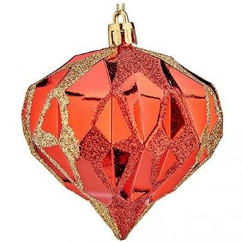 Bolas de Navidad Diamante Rojo Plástico Ø 8 cm - Paquete de 6 Unidades
