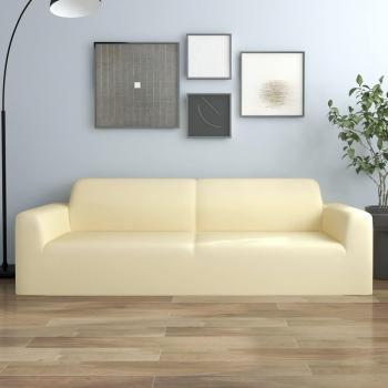 Funda Elástica para Sillón de 3 Plazas Poliéster Jersey Color Crema