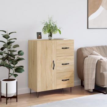 Aparador de madera de ingeniería 69,5x34x90 cm en color roble Sonoma, mueble de almacenaje para salón, buffet, armario auxiliar y armario de almacenamiento