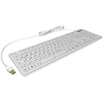 Teclado USB Silicona IP68 Antimicrobiano Ergonomico KeySonic KSK-8030 IN Negro