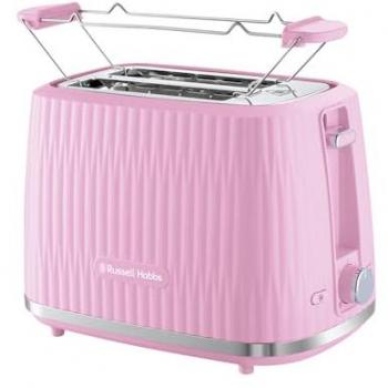 Tostador Russell Hobbs Eden 27372-56, 2 ranuras, 800 W, 6 niveles de tostado, funciones descongelar y recalentar, bandeja recogemigas extraíble, color rosa