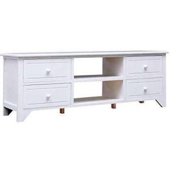 vidaXL Mueble para TV Madera de Paulownia Mobiliario Hogar Decoración Elegante Práctico Versátil Centro Multimedia Robusto Útil Blanco 115x30x40cm